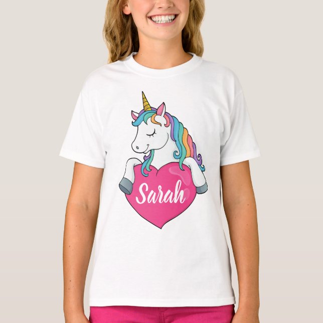 T - Shirt für niedliche Unicorn-Personalisierte Be (Vorderseite)