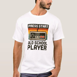 T-Shirt für Old School Player mit Druck Start