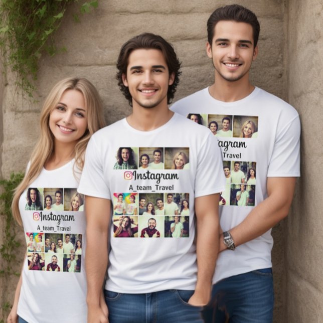 T - Shirt für personalisierte Instagram-Profile (Instagram logo and photo collage grid to increase your followers and likes. )