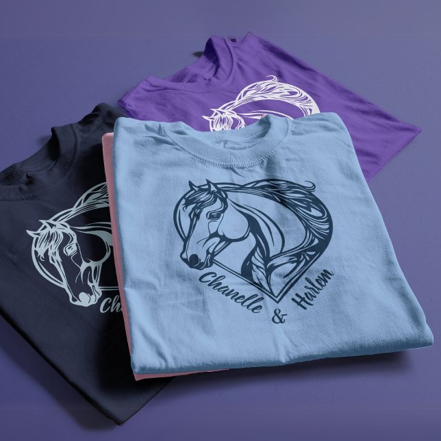 T - Shirt für Pferde und Reiter mit Namen (Custom Horse & Rider T-Shirt with Names)