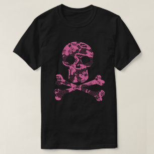 T - Shirt für Pink Lace Pattern Skull und Crossbon