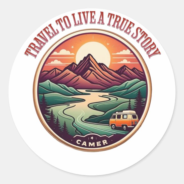 T-Shirt für Reisen in der wirklichen Geschichte —  Runder Aufkleber (Vorderseite)