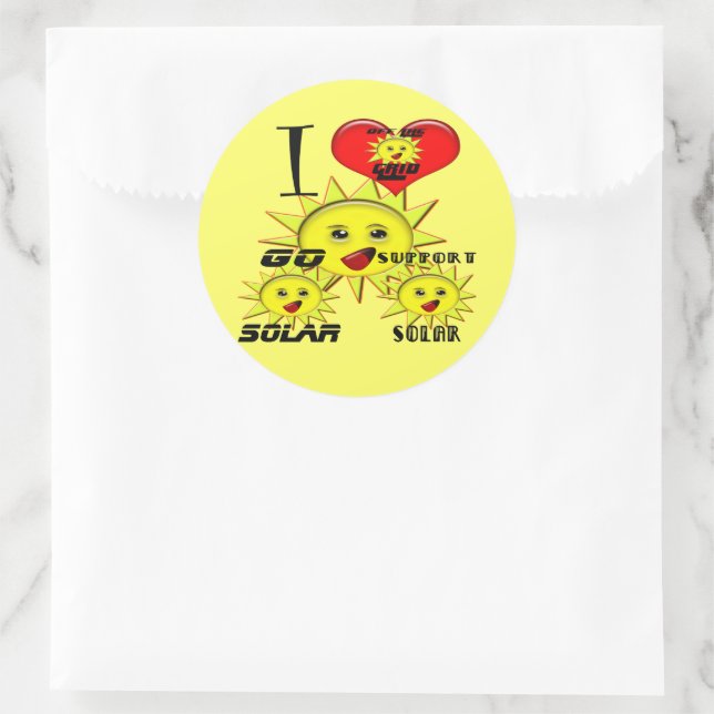 T - Shirt für Solarprodukte und Power Runder Aufkleber (Tasche)