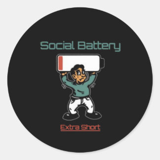 T - Shirt für Sozialbatterien Runder Aufkleber