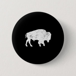 T-Shirt für Tierliebhaber mit bedrängtem Büffel-Re Button