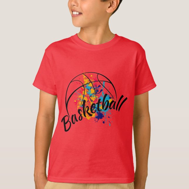 T - Shirt für Wasserfarbenbasketballboote (Vorderseite)