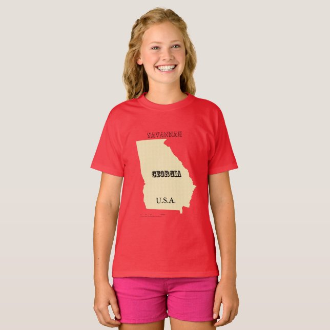 T - Shirt - Georgien Karte mit Stadt (Vorne ganz)