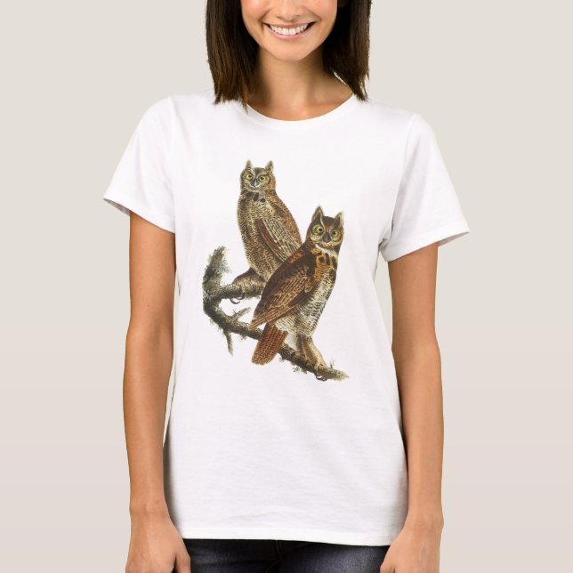 T - Shirt: Großes Horned Owl von John Audubon T-Shirt (Vorderseite)
