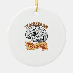 T-Shirt Halloween-Lehrer Vintage-graviertes Gehirn Keramik Ornament
