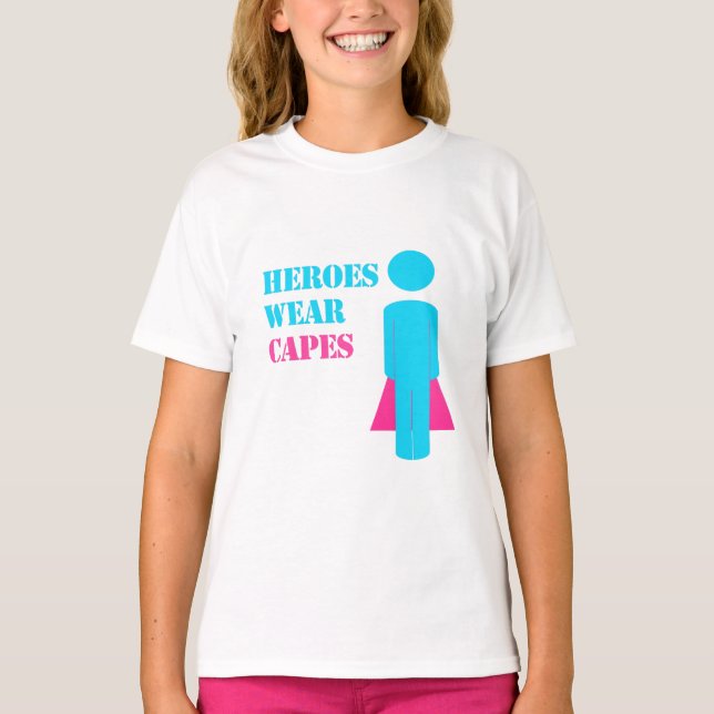T - Shirt "Hero's Wear Capes" (Aquamarin/rosa) (Vorderseite)