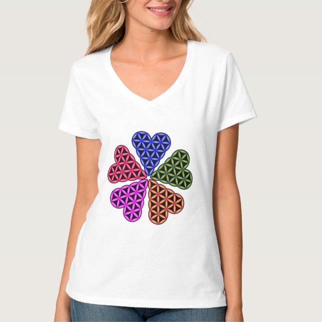 T - Shirt - 'Herz des Lebens x5 ', 3D, farbig. (Vorderseite)