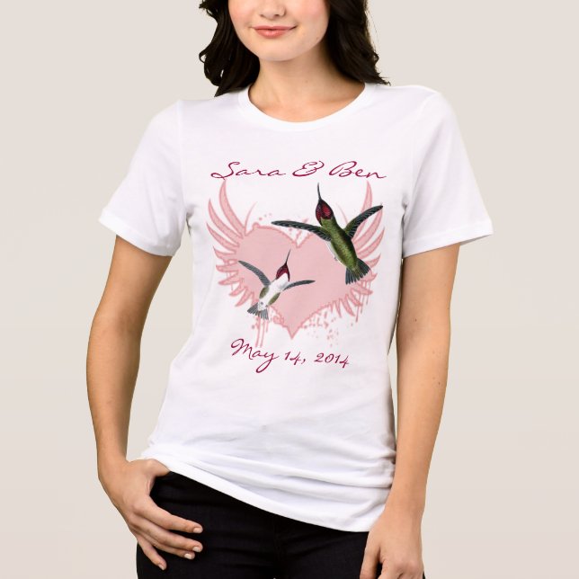 T - Shirt Humming Birds & Grunge Herz (Vorderseite)