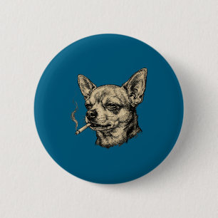 T-Shirt Hund raucht Zigarette Chihuahua Meme Button