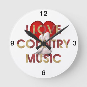 T-SHIRT I Liebe-Countrymusik Runde Wanduhr