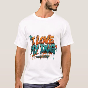 T-Shirt Ich liebe meinen Hund Graffiti Farbspritze
