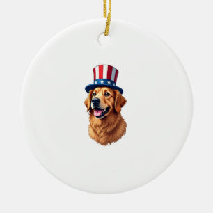 T-Shirt im Vintage-Stil Golden Retriever zum 4. Ju Keramik Ornament