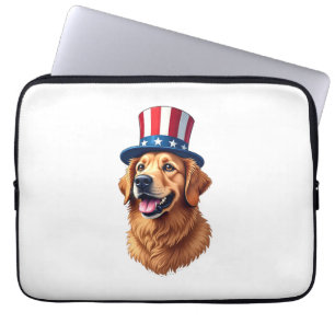 T-Shirt im Vintage-Stil Golden Retriever zum 4. Ju Laptopschutzhülle