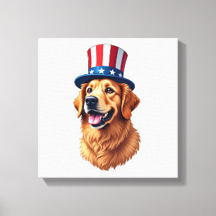 T-Shirt im Vintage-Stil Golden Retriever zum 4. Ju Leinwanddruck
