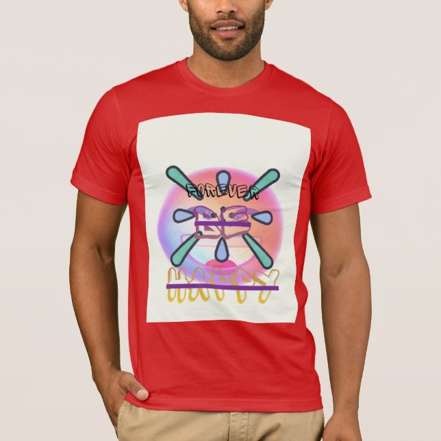T-Shirt in roter Farbe mit Smiley-Text und Animati (Vorderseite)