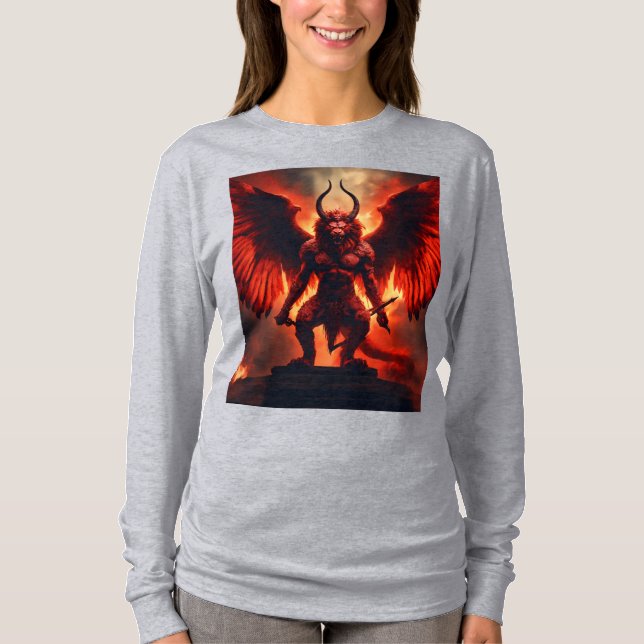 T-Shirt Infernal Winged Warrior – Fiery Demon King (Vorderseite)