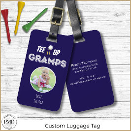 T-Shirt It Up Gramps Custom Foto Vathers Day Blue Gepäckanhänger