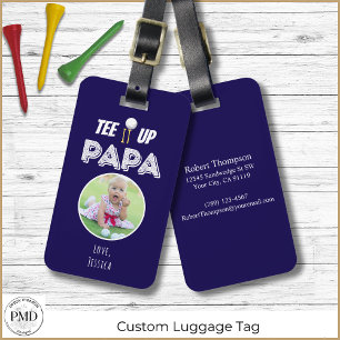 T-Shirt It up Papa Custom Foto Golf Navy Blue Gepäckanhänger