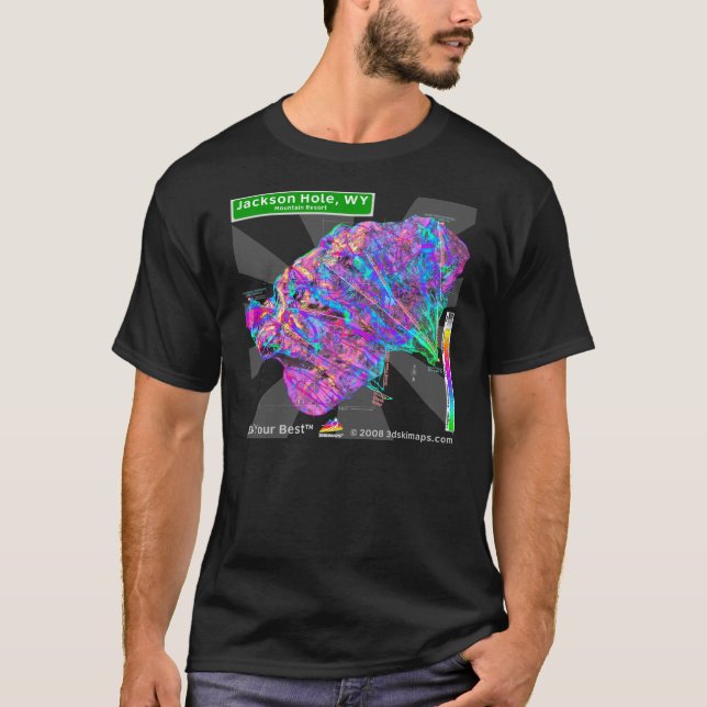 T - Shirt Jackson Hole 3dSkiMaps (dunkel) (Vorderseite)