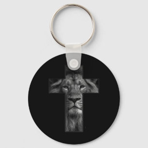 T-Shirt Jesus Kreuz Mit Löwengesicht, Glaube An Go Schlüsselanhänger