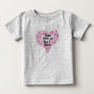 T-shirt "Jesus loves me" grijs.