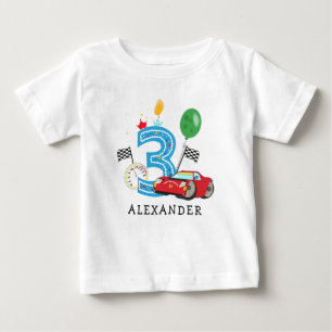 T-Shirt Jungen-Rennwagen 3. Geburtstag