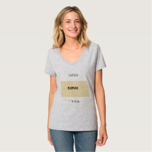 T - Shirt - Kansas Karte mit Stadt