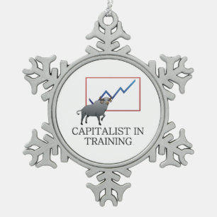 T-SHIRT Kapitalist im Training Schneeflocken Zinn-Ornament