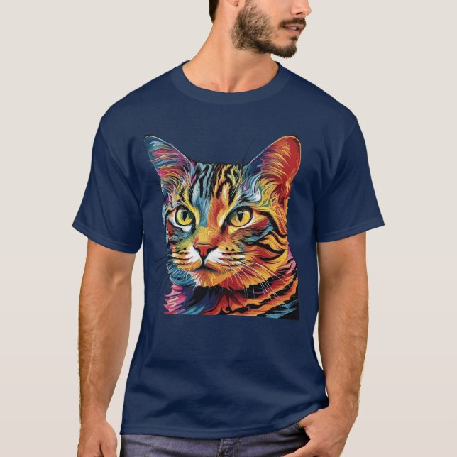 T - Shirt Katze gemustert (Vorderseite)