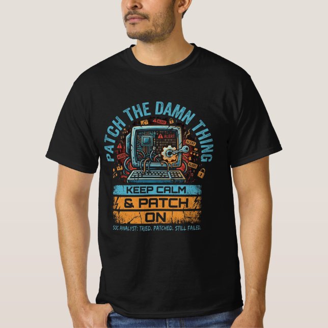 T-Shirt 'Keep Calm & Patch On' (Vorderseite)