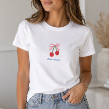 T-Shirt | Kirsch Coquette-Schleife Süßes Grafik-T-