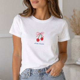 T-Shirt | Kirsch Coquette-Schleife Süßes Grafik-T-