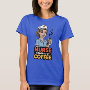 T-Shirt: Krankenschwester angetrieben von Kaffee T-Shirt