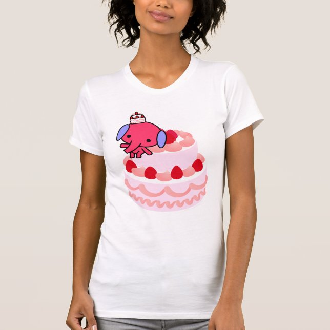 T - Shirt - Kuchen-Elefant - großer Kuchen (Vorderseite)