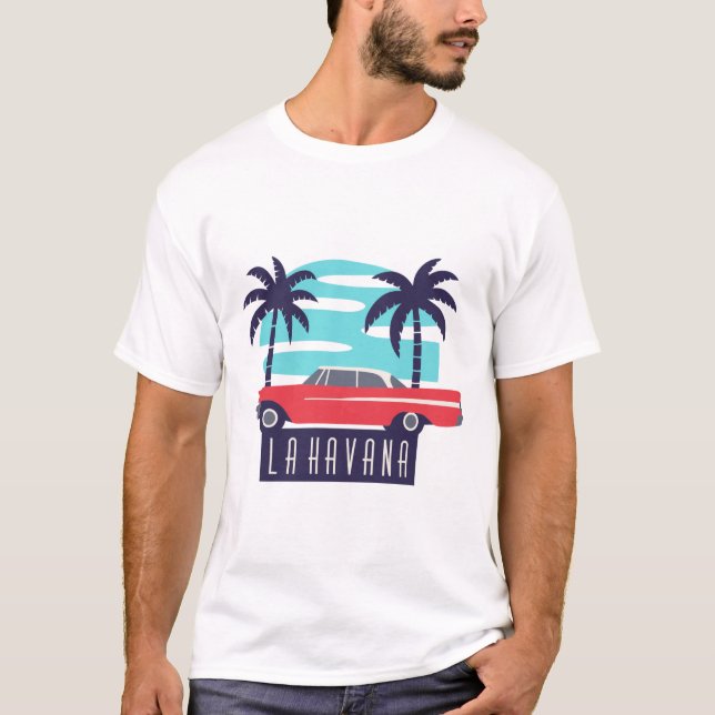 T Shirt la havana, cuba chevrolet palm and salsa,  (Vorderseite)