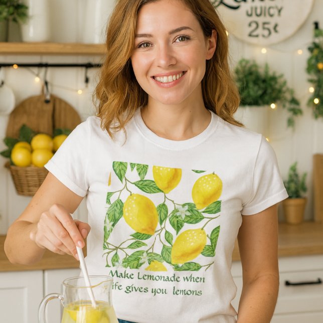 T - Shirt Lemonade/Zitronenrezeptur (Bright lemons & bold message: “Make lemonade when life gives you lemons” tee)