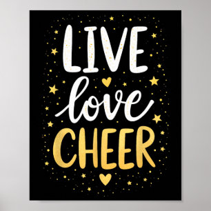 T-Shirt Live Love Cheer Cheerleading Mädchen Fraue Poster