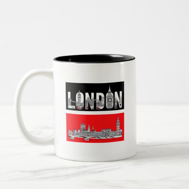 T - SHIRT LONDON NEUES FASHION DESIGNER T-SHIRT ZWEIFARBIGE TASSE (Links)