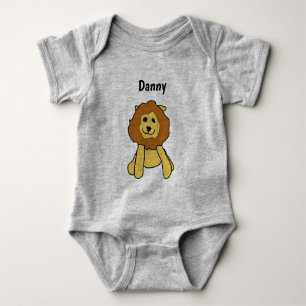 T-Shirt - Löwen-Cartoon mit Namen Baby Strampler