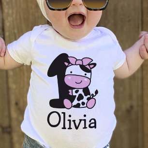 T-Shirt 'Mädchen 1. Geburtstag Kuh Nummer 1'