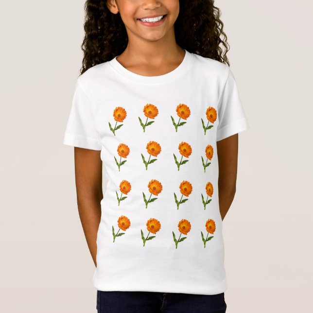 T - Shirt - Mehrere orange Blume (Vorderseite)