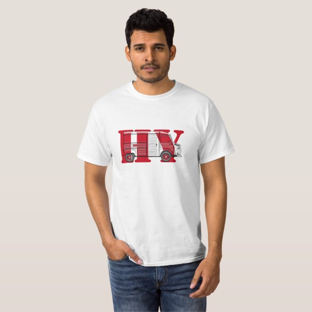 T-shirt met Citroën HY bus rood tekst (Vorne ganz)