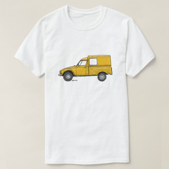 T-shirt met gele Citroën Acadiane (Design vorne)