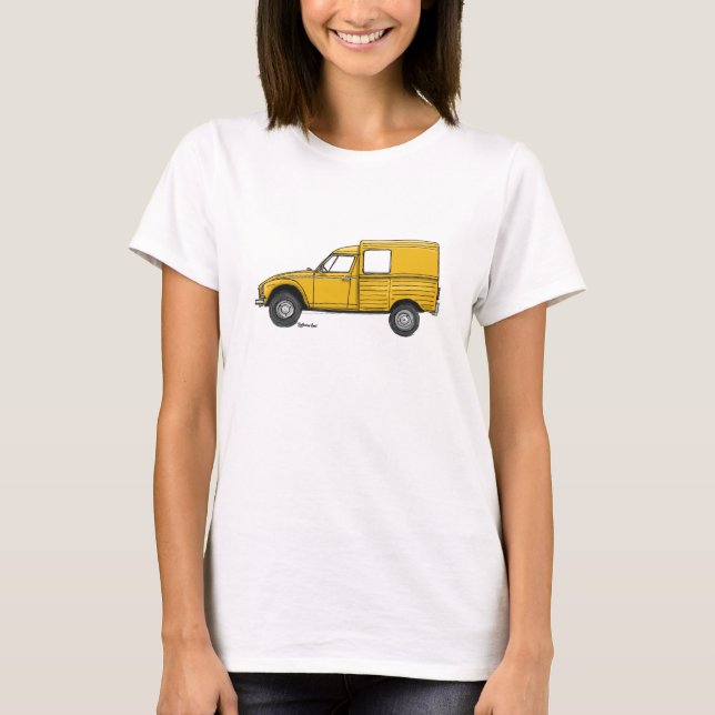 T-shirt met gele Citroën Acadiane (Vorderseite)
