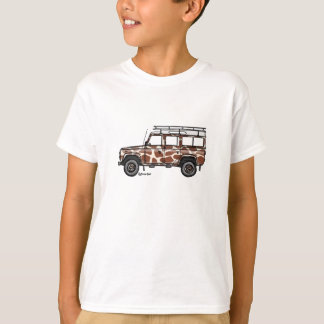 T-shirt met stoere Defender in giraffe print