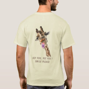 T-Shirt mit auffälligem Text und Giraffe